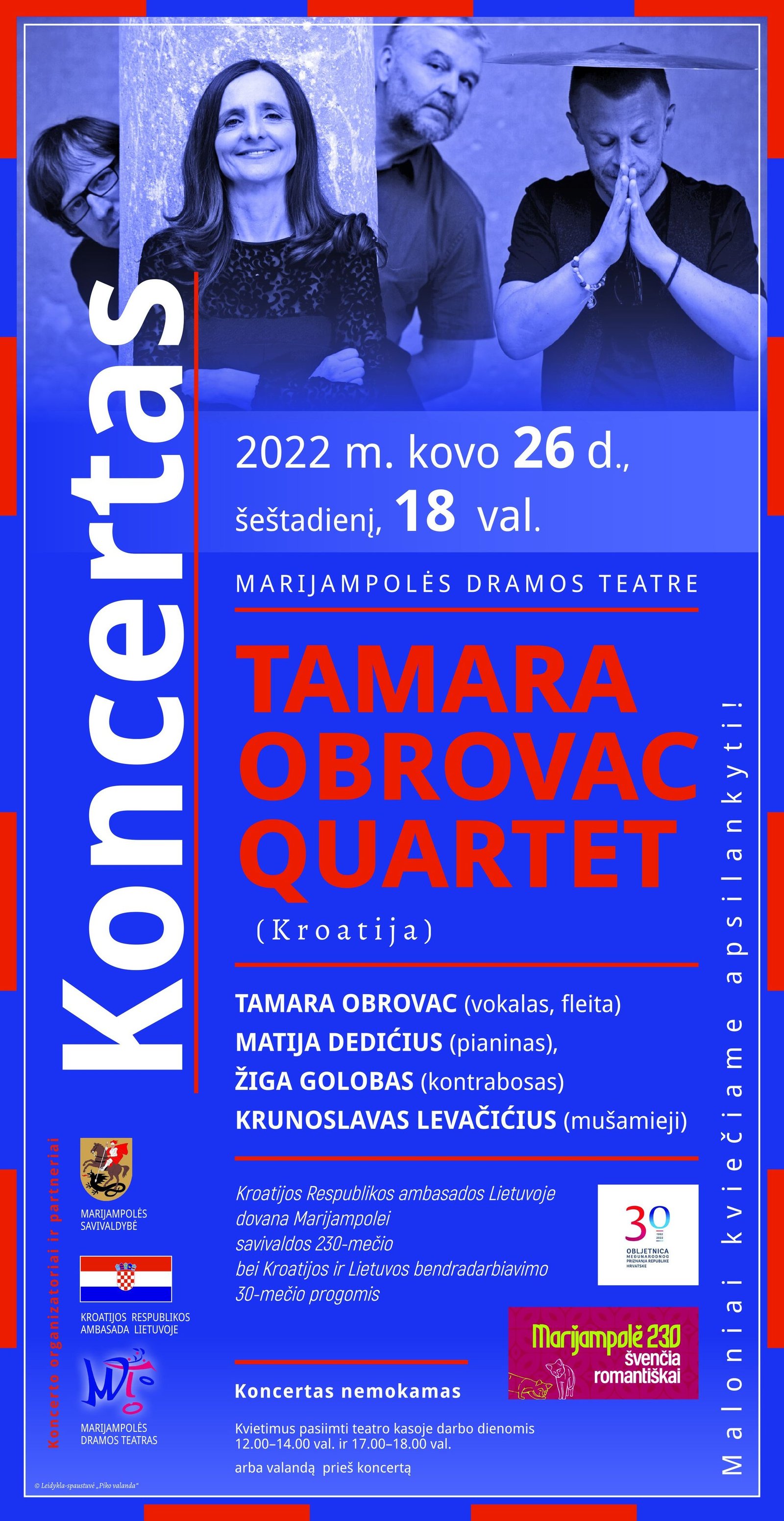 Read more about the article Tamara Obrovac Quartet koncertas