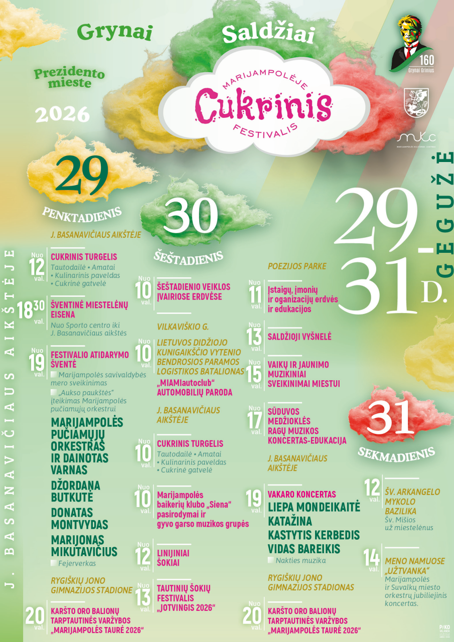 You are currently viewing Cukrinis festivalis 2026 „SALDŽIAI. GRYNAI. PREZIDENTO MIESTE.“